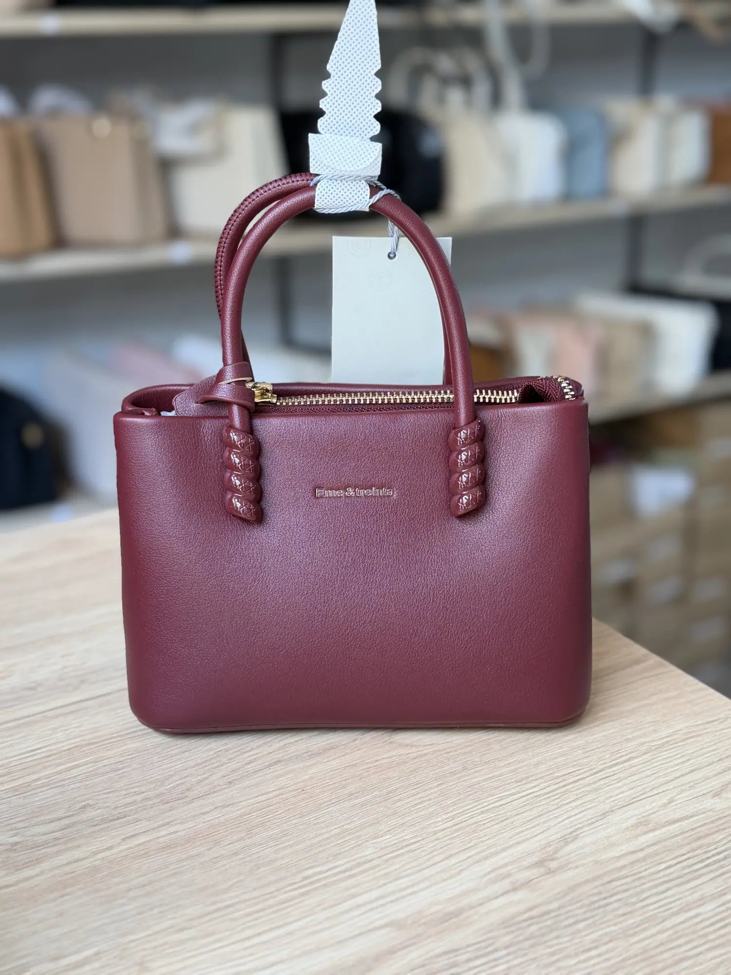 Mini sac à main anses torsadées - Bordeaux