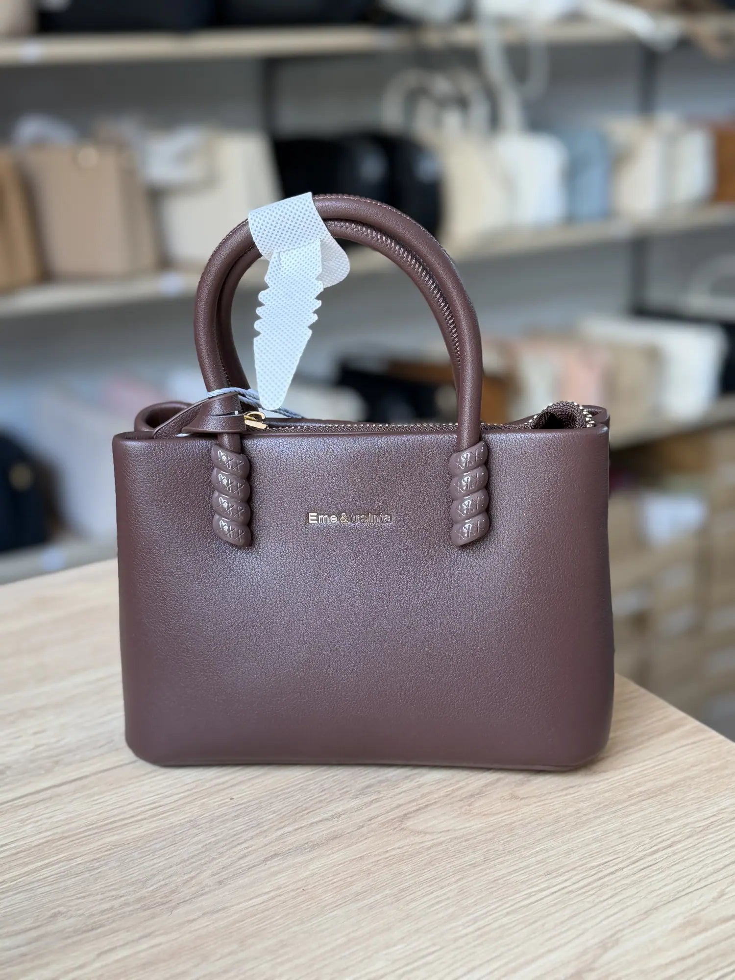 Mini sac à main anses torsadées - Chocolat