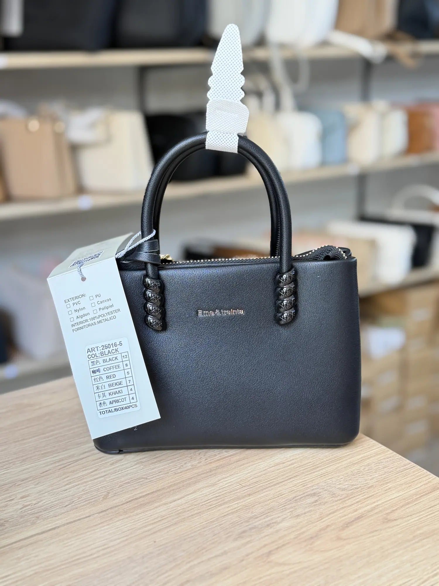 Mini sac à main anses torsadées - Noir