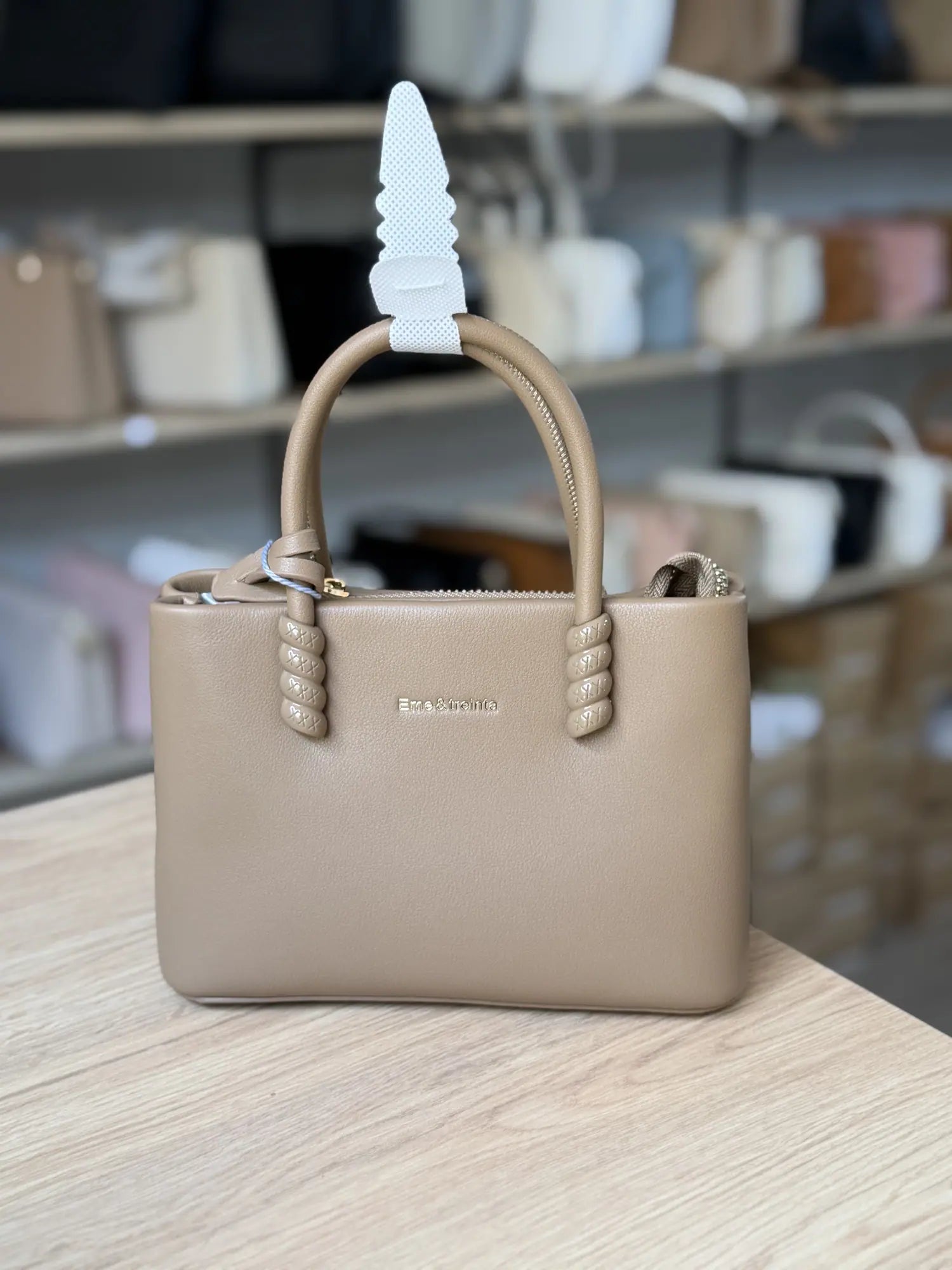 Mini sac à main anses torsadées - Taupe