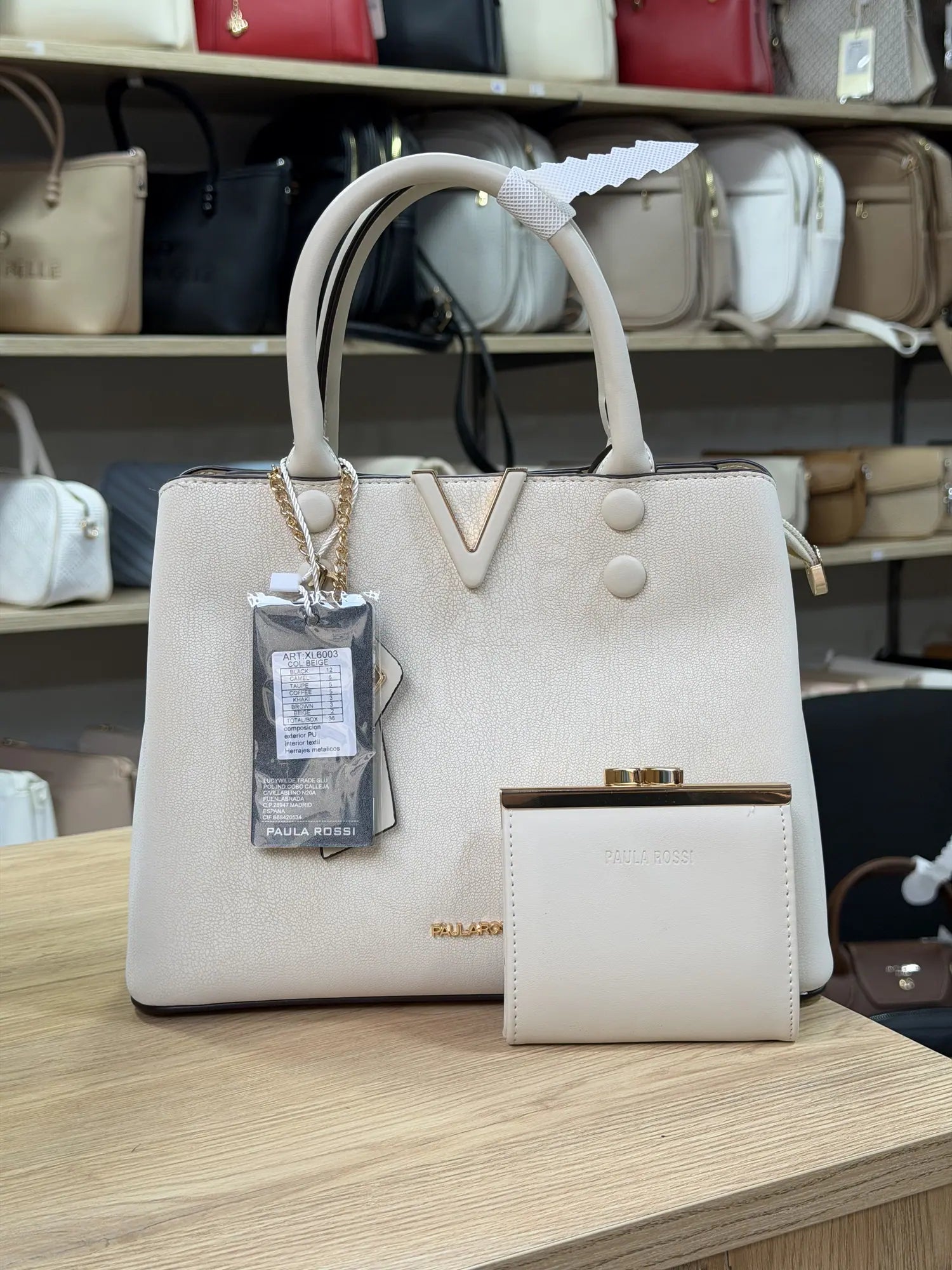 Sac à main V avec porte-monnaie - Ivoire