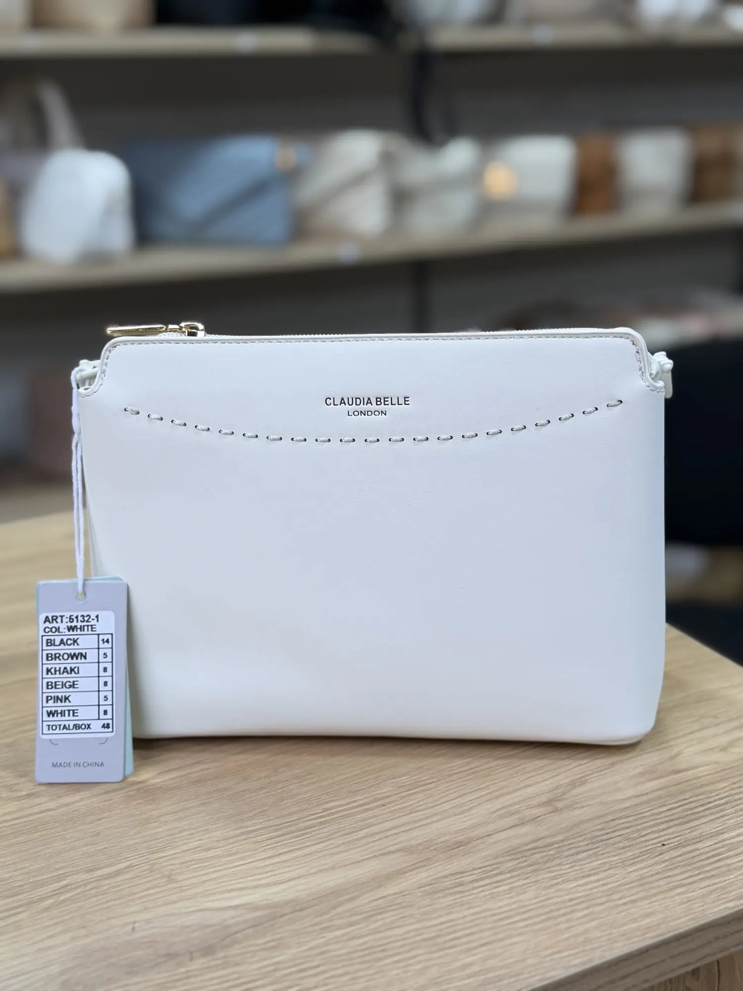 Sac bandoulière à surpiqûres ajourées - Blanc