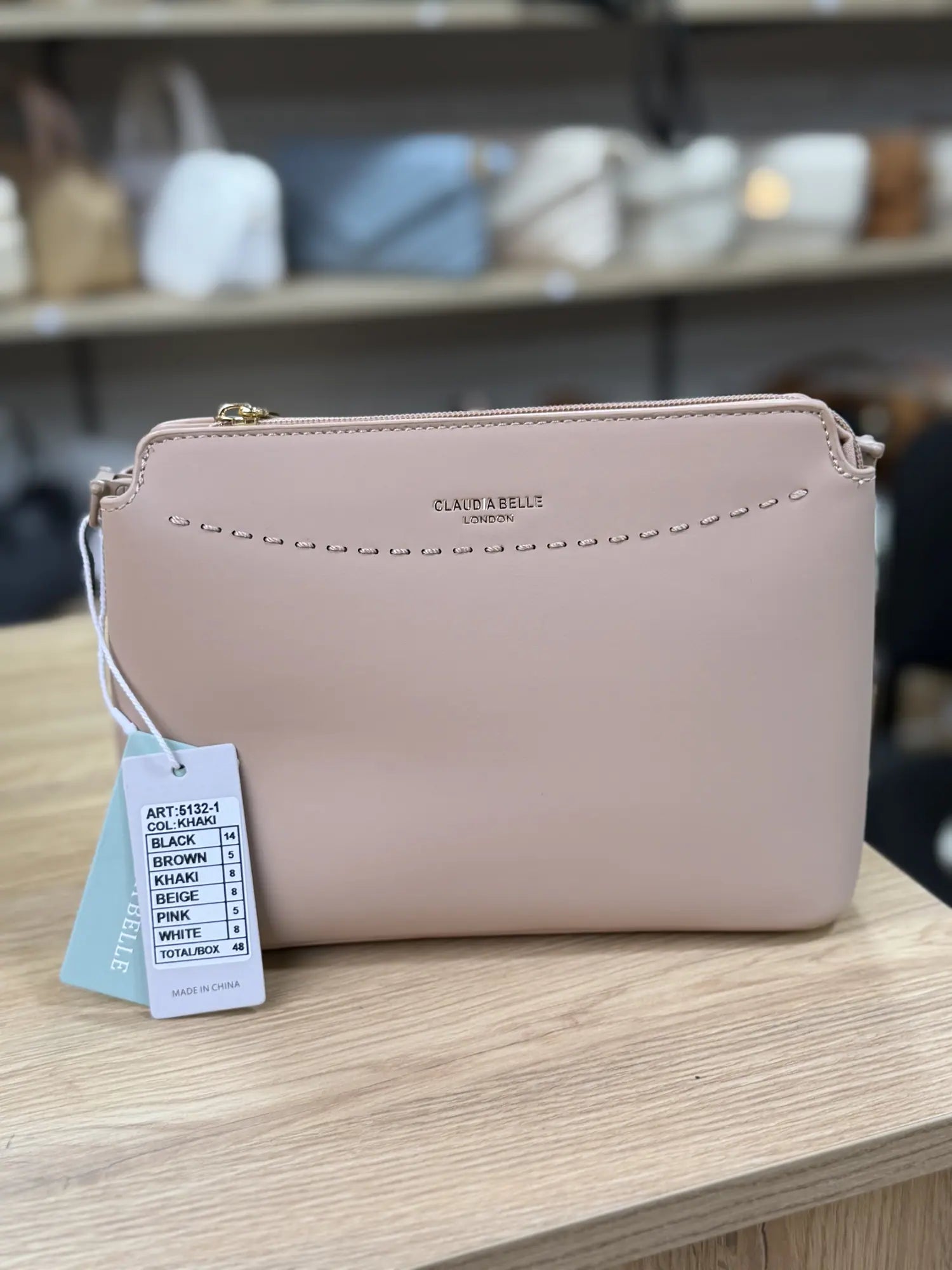 Sac bandoulière à surpiqûres ajourées - Nude