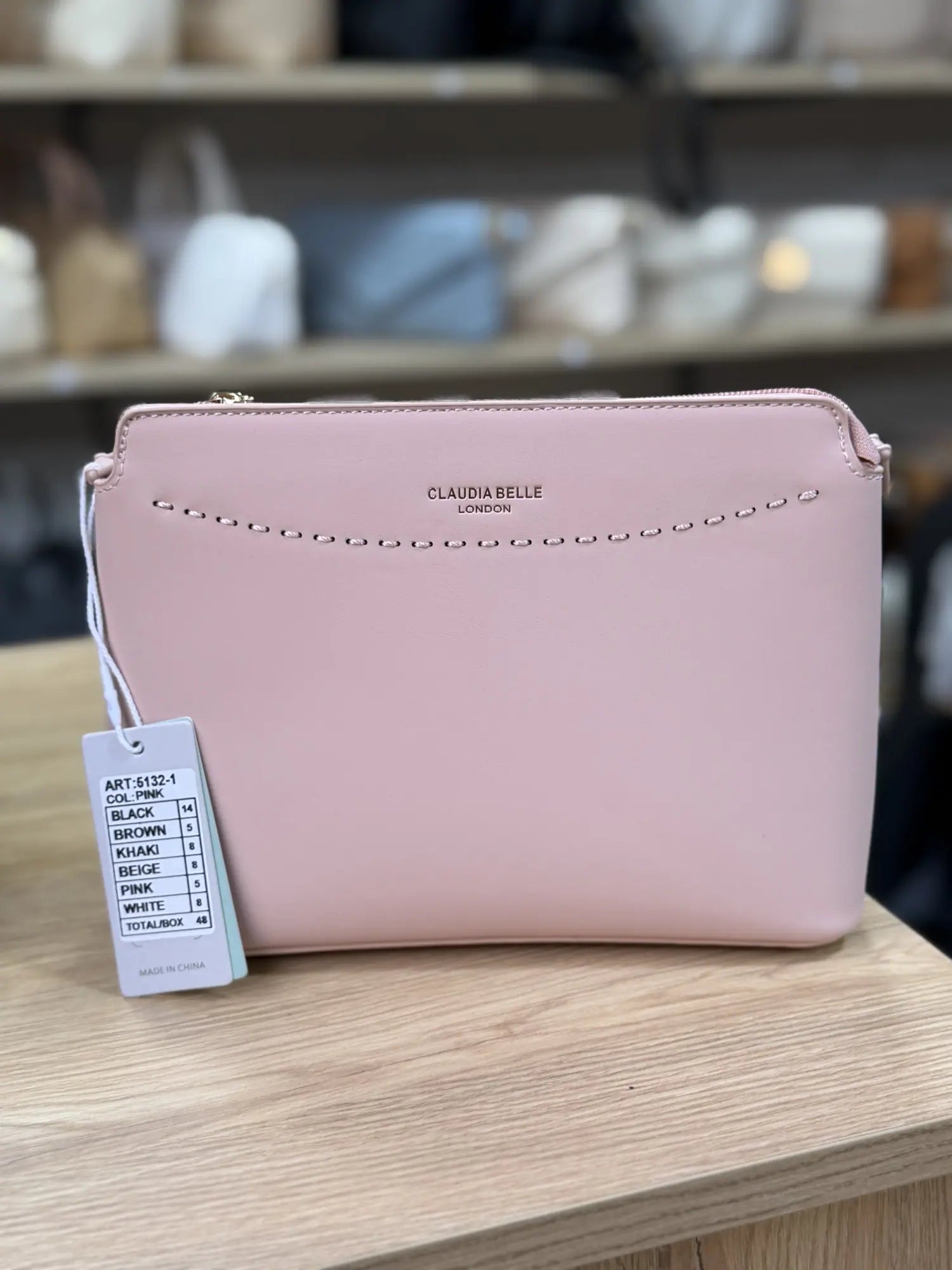 Sac bandoulière à surpiqûres ajourées - Rose