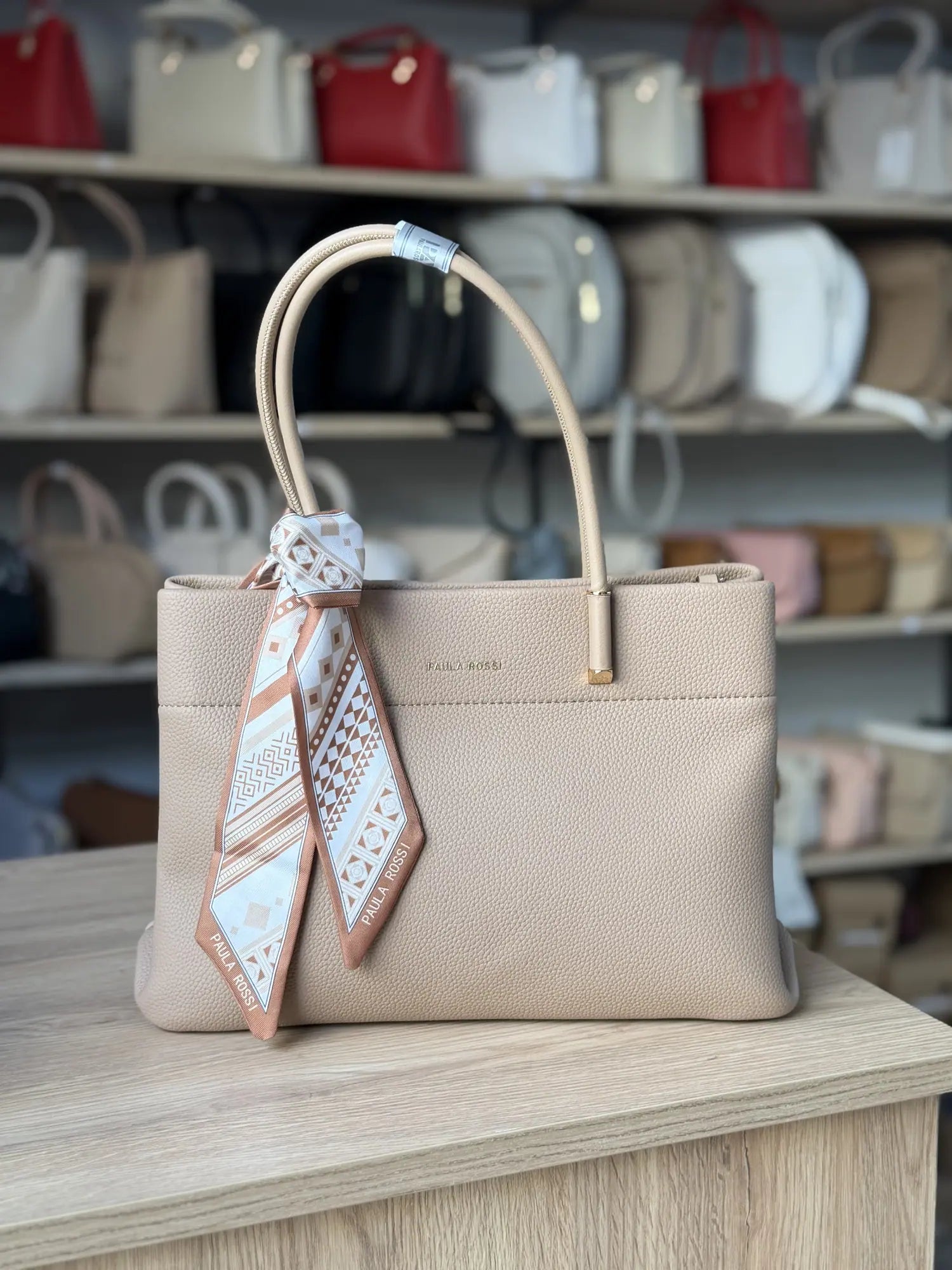 Sac cabas avec foulard imprimé - Beige