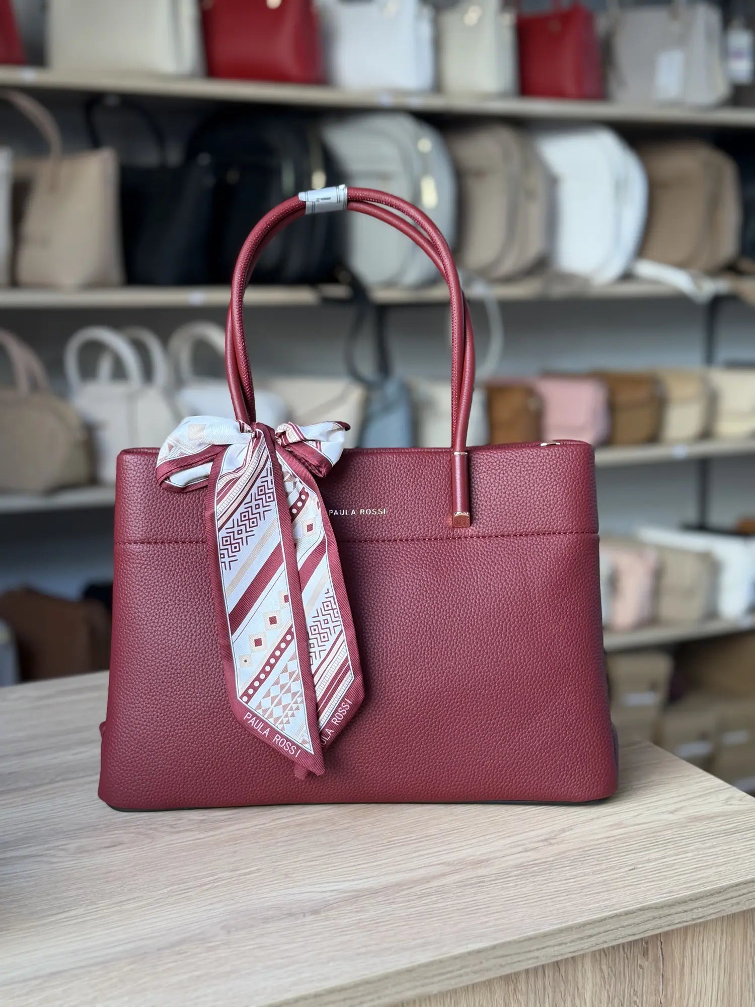 Sac cabas avec foulard imprimé - Bordeaux