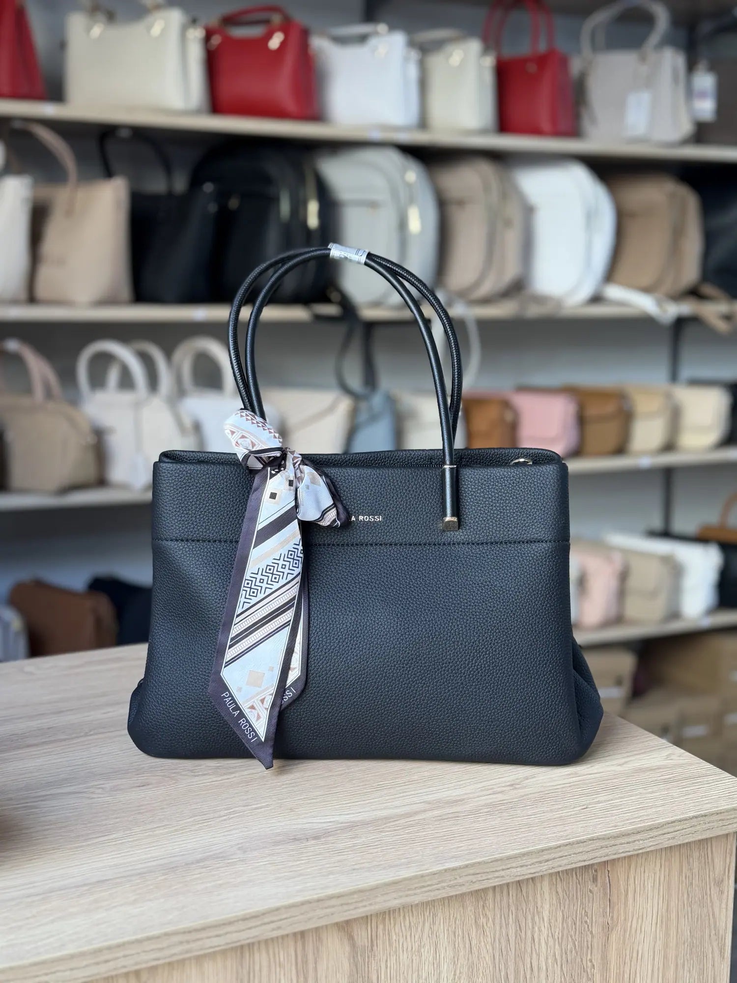 Sac cabas avec foulard imprimé - Noir