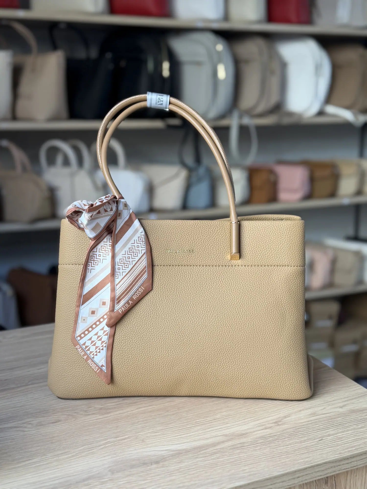Sac cabas avec foulard imprimé - Sable