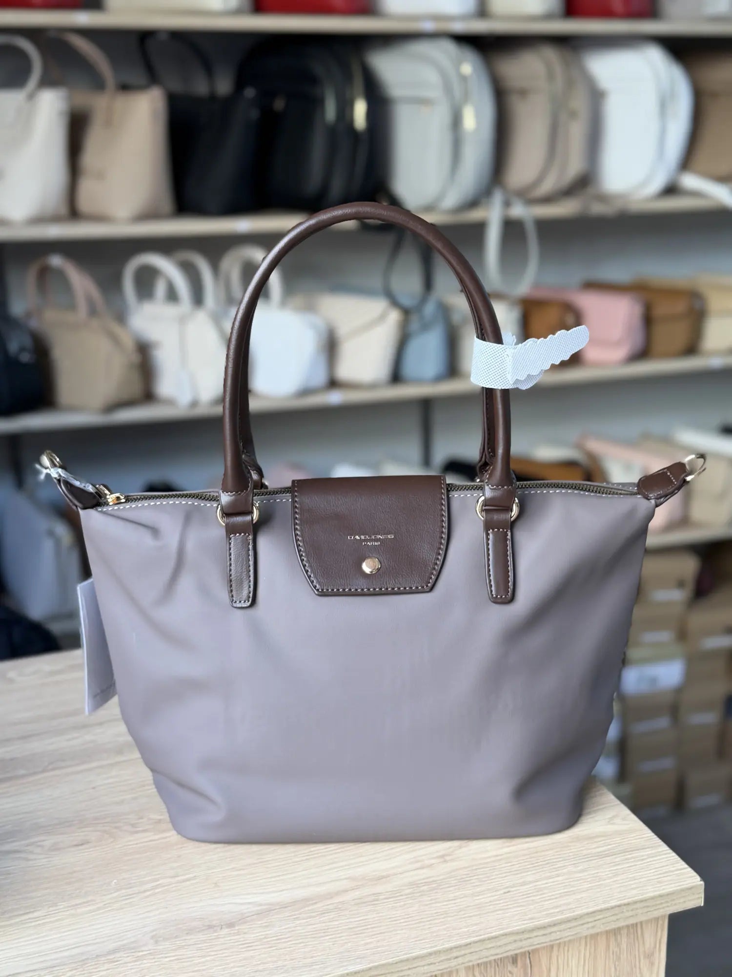 Sac nylon pliable à bandoulière - Taupe