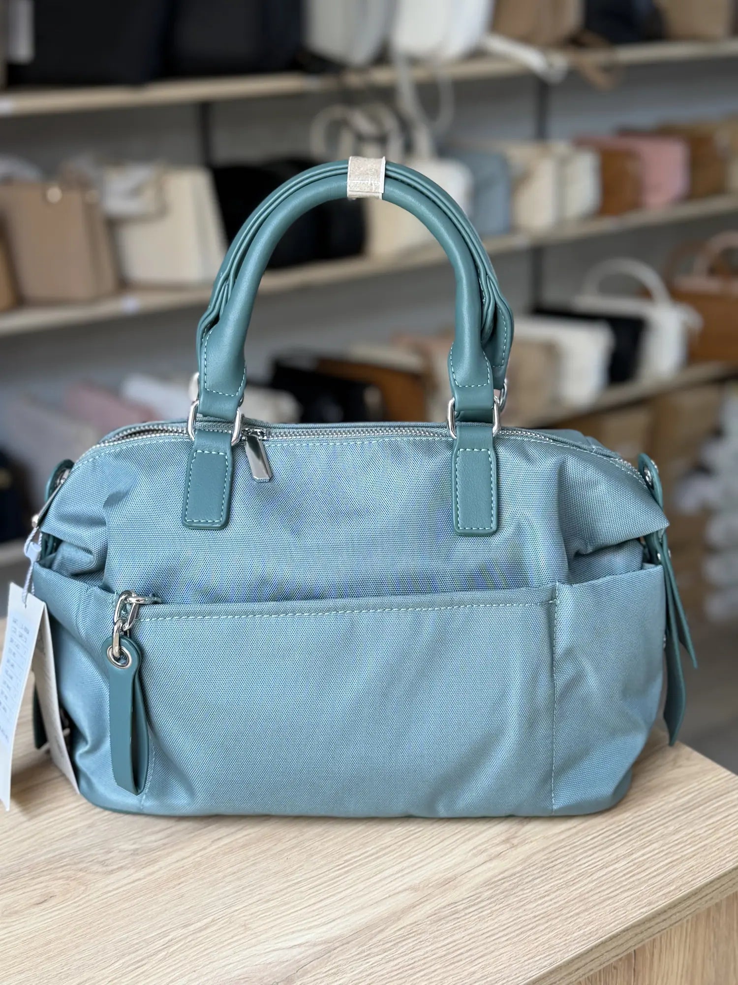 Sac polochon nylon à bandoulière - Vert d'eau