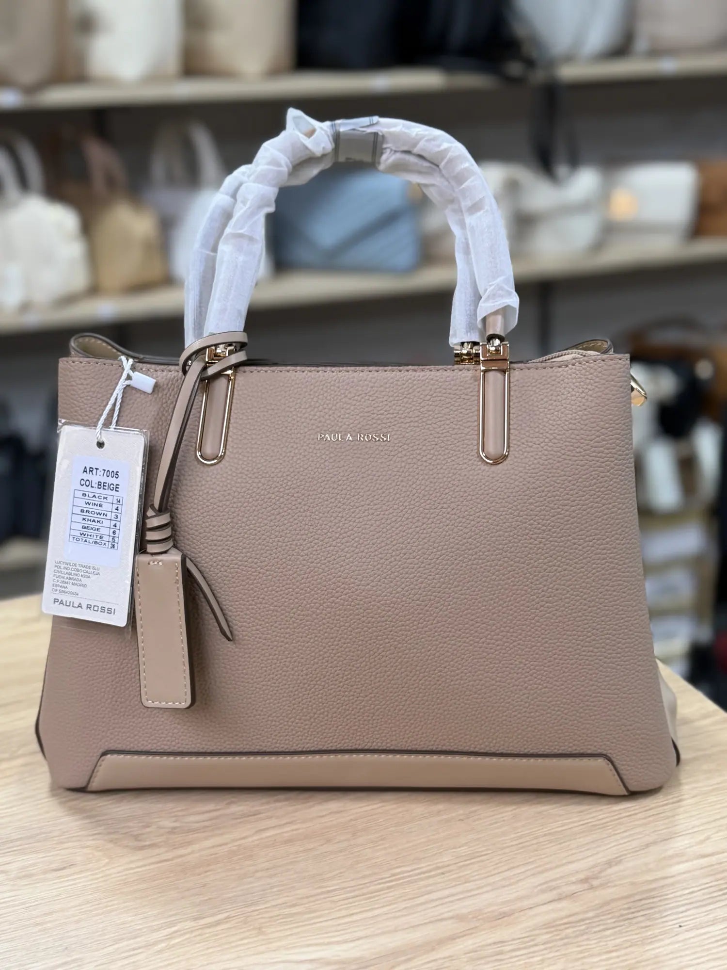 Sac à main structuré avec breloque - Beige